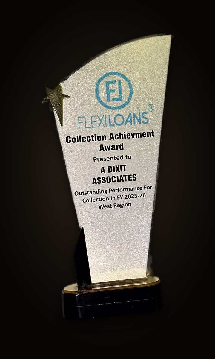 Collection Achievement Award plaque, FlexiLoans · West Region, FY 2025–26